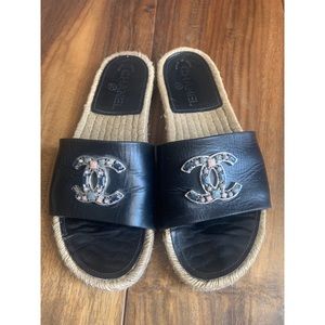 Chanel Leather Espadrille Slide